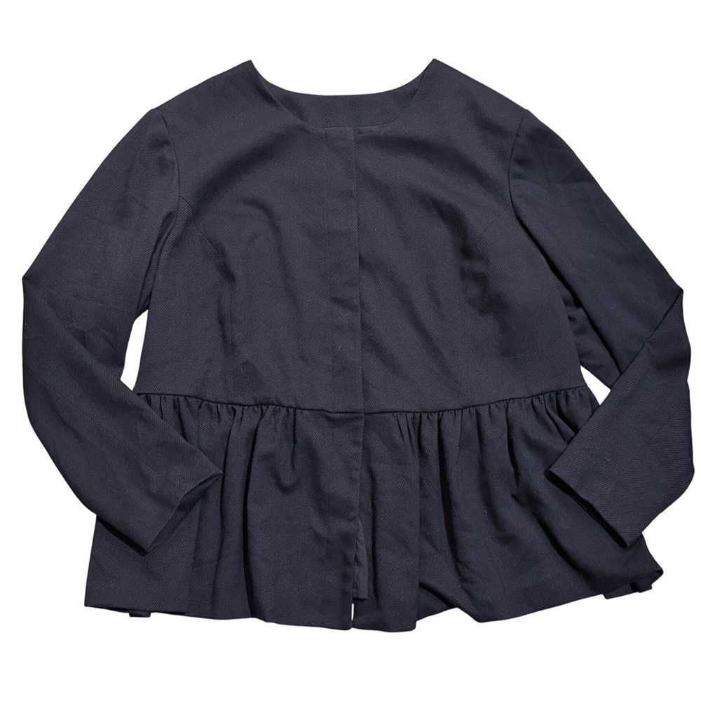 Sejour Black Peplum Blazer Jacket Round Neck Hidden Closure Plus Size 22W 3X 22